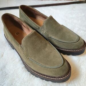 Caslon Olive Green Suede Slip-On Loafers